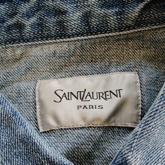 YSL Saint Laurent Cassandre Overshirt Trouville Beach Blue Denim size M (New) - Picture 3 of 15